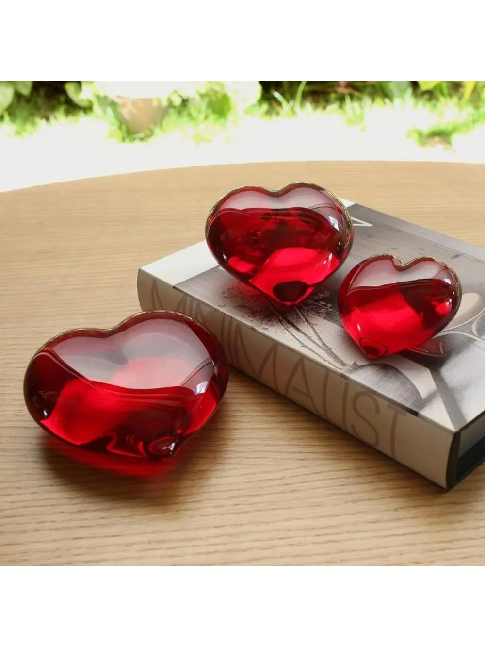 Hand Blown Murano Style Red Heart Paperweight - Art Glass Keepsake for